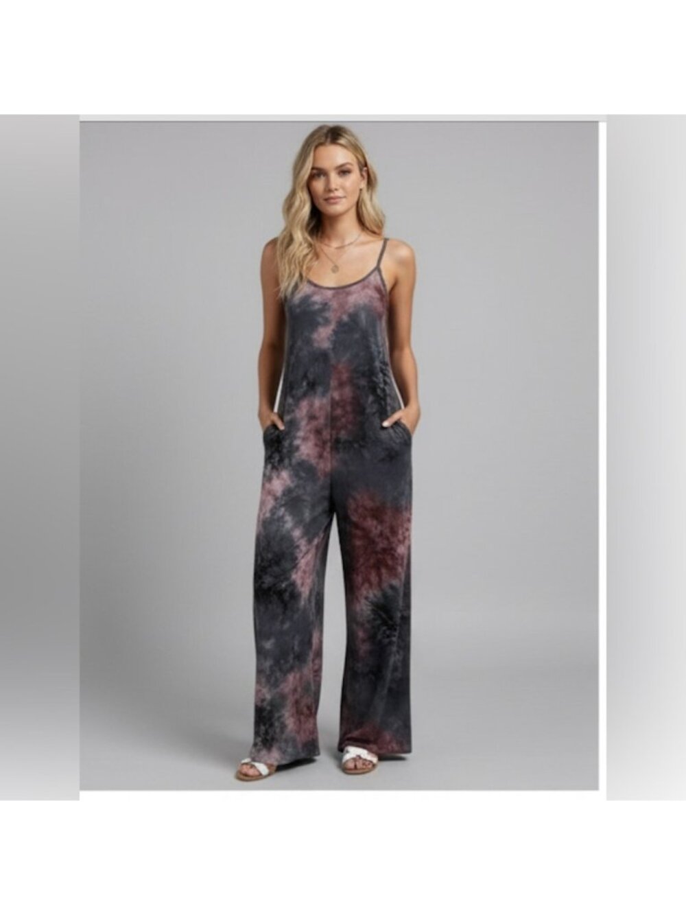 Boho Tie Dye Wide Leg Cami Jumpsuit